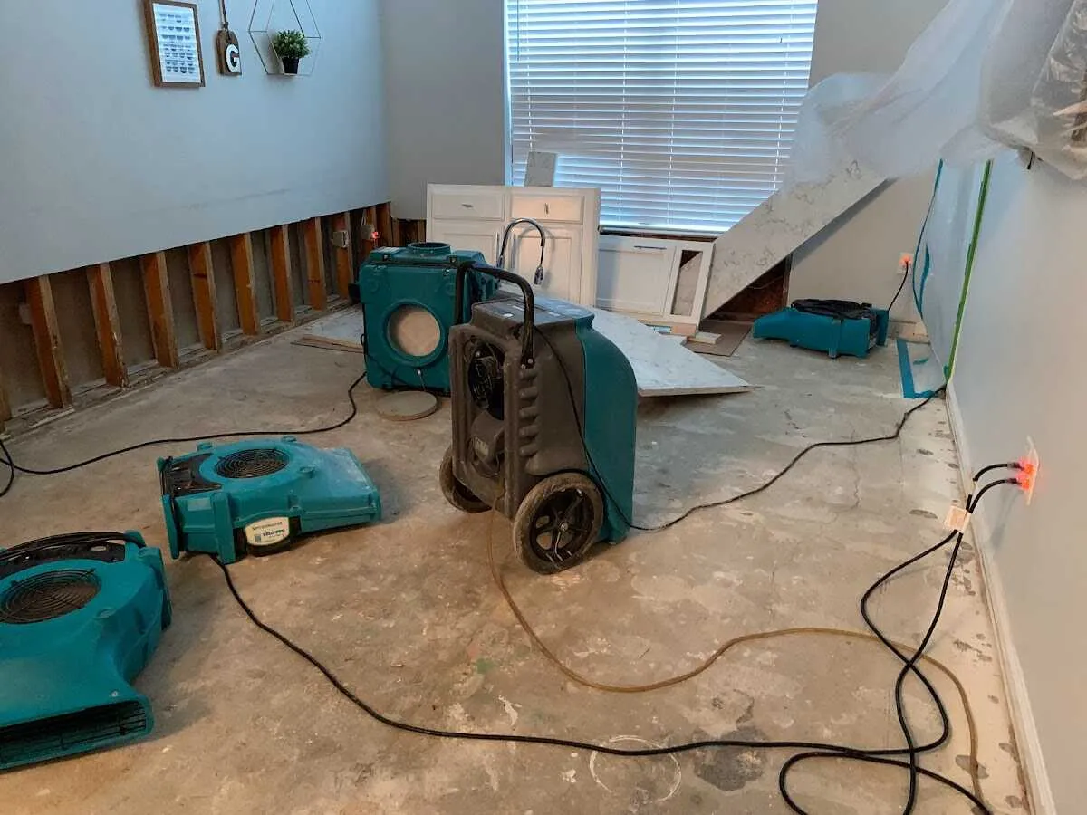 Dehumidifier in flood-cut room for Water Damage Restoration in West Ocean City